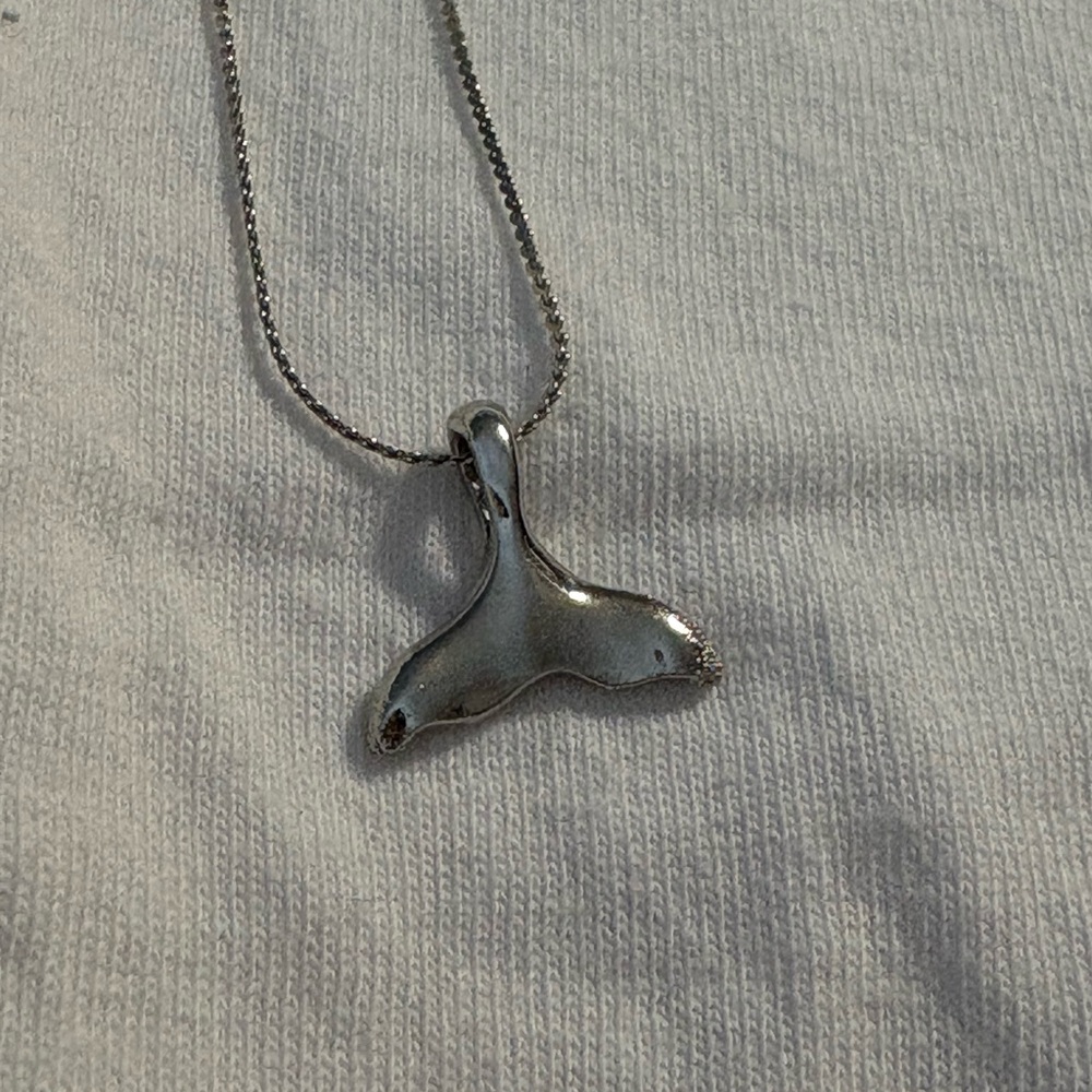 Sterling Silver Whale Tail Pendant Necklace